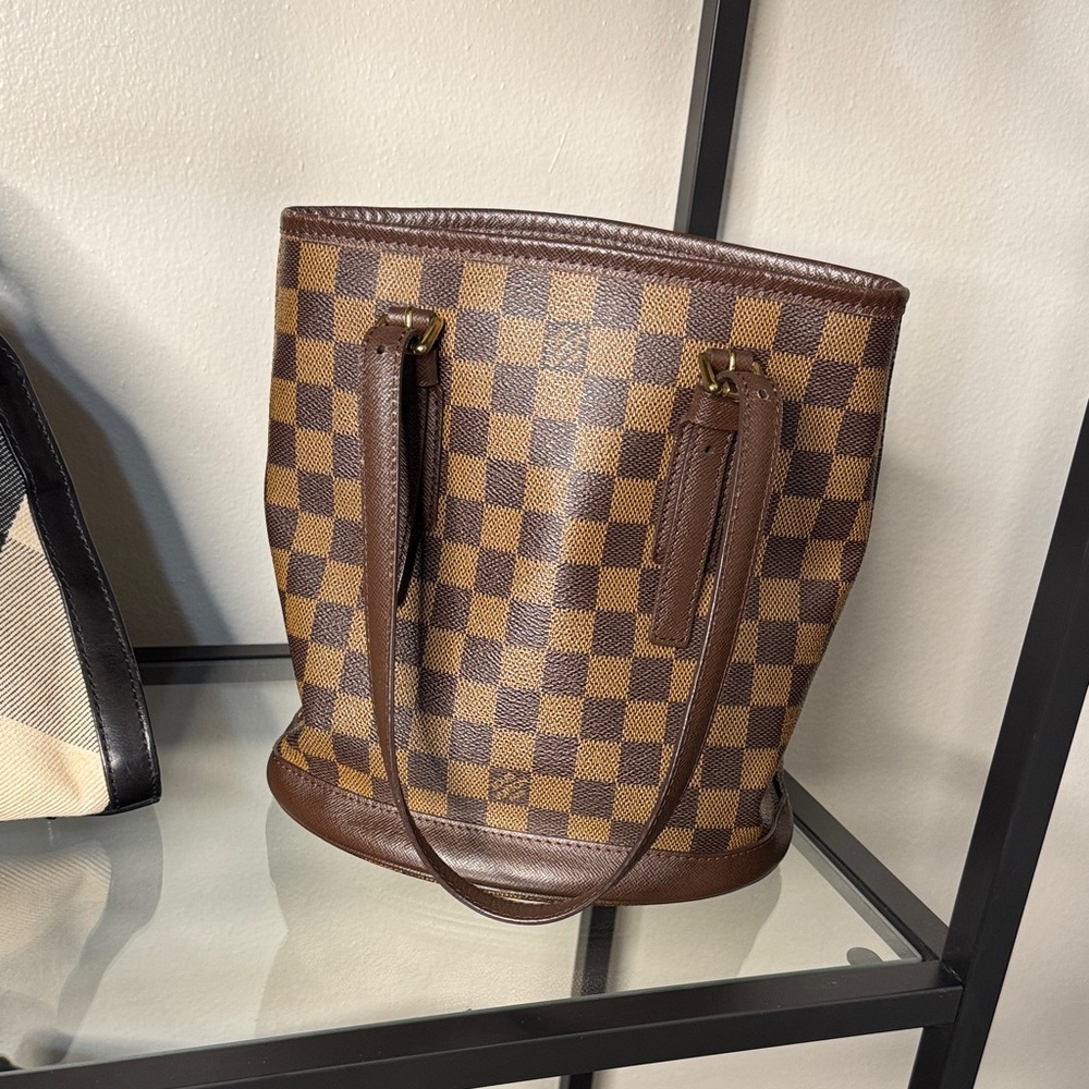 Louis Vuitton Brown and Tan Checkered Tote